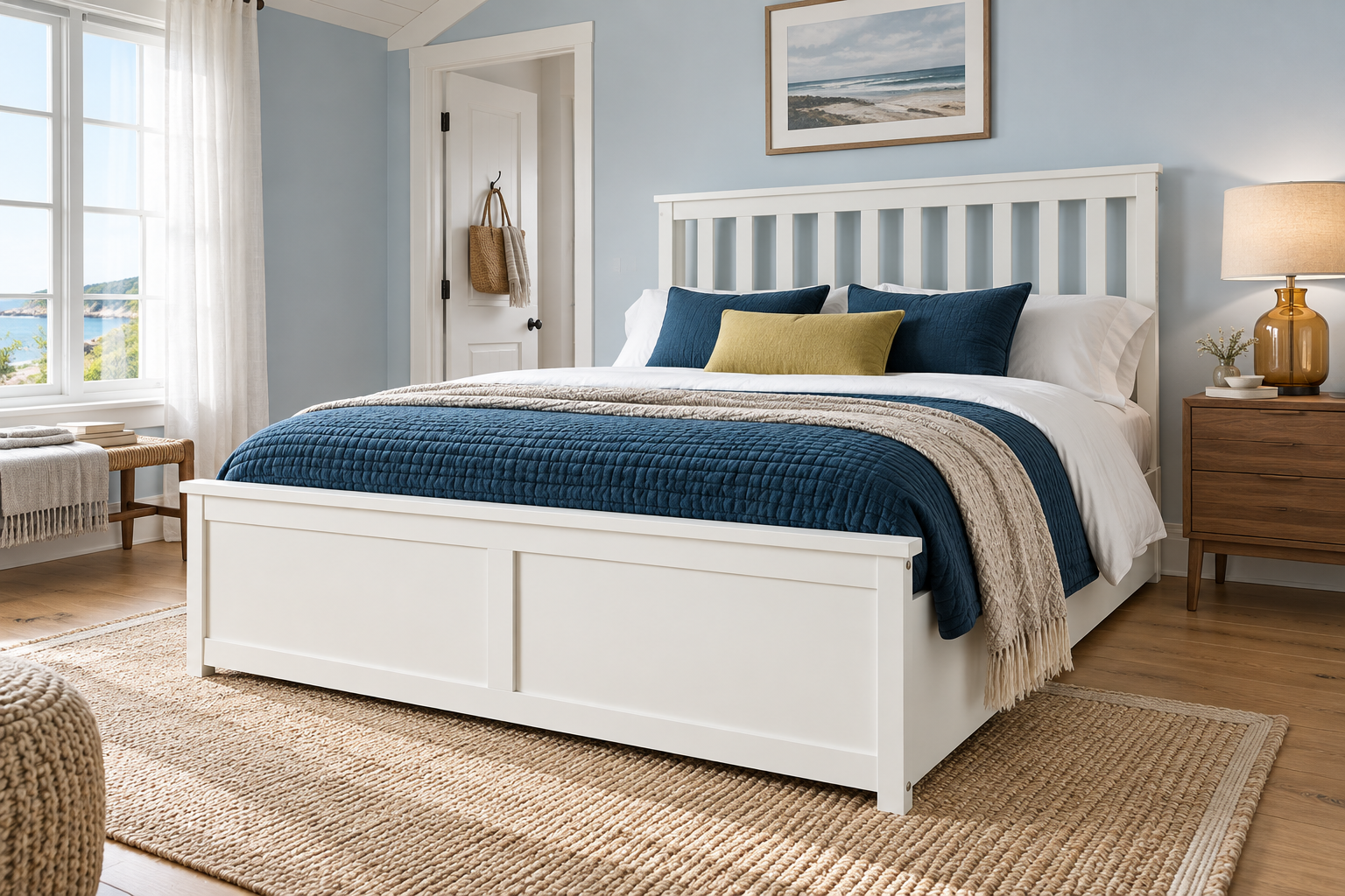 Room Study styling image of the Aspire White Wooden Ottoman Bed Frame, Super King in a naturally lit home interior; other furnishings and accessories shown for styling.