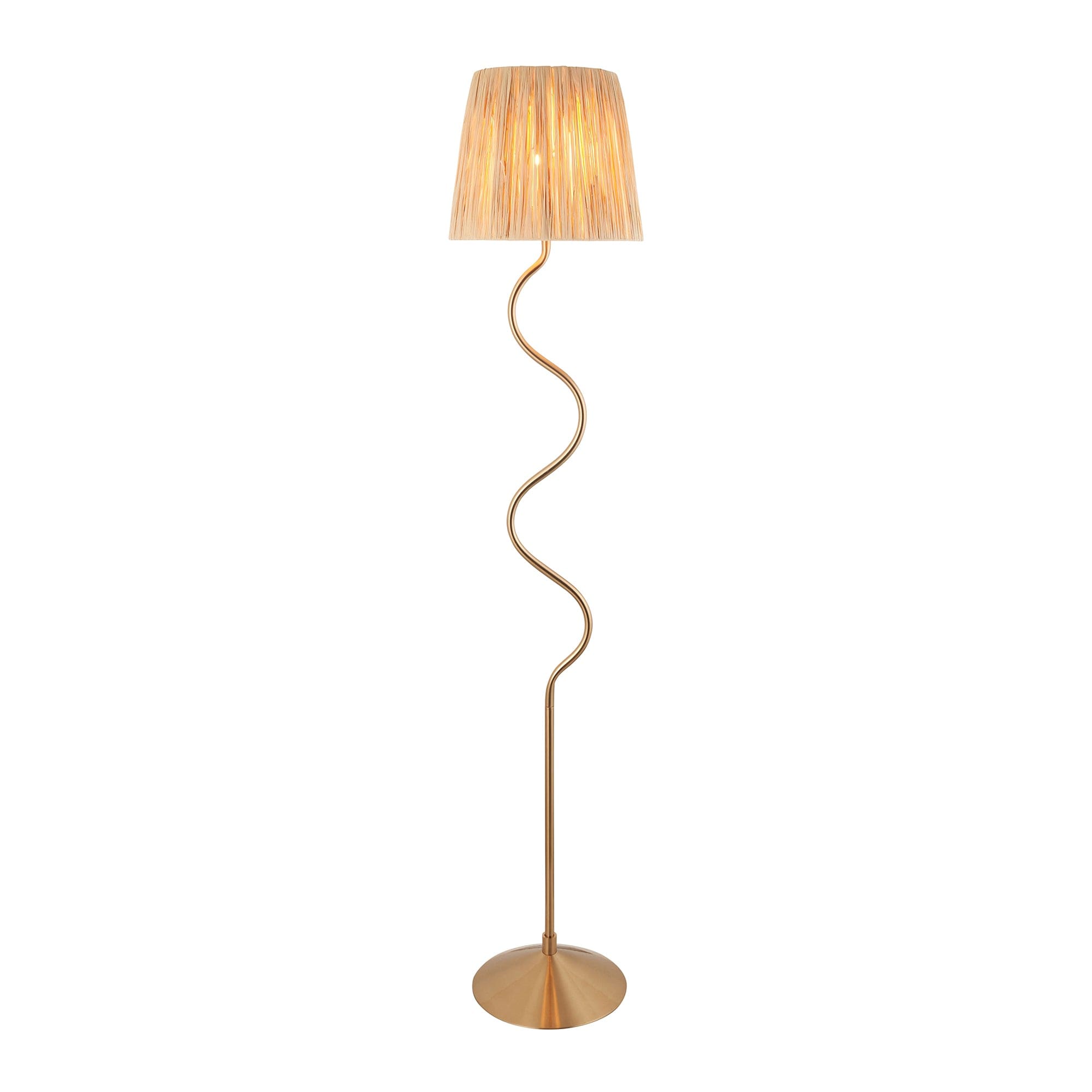 Winding Floor Lamp in Brushed Aged Brass, retailer product photograph