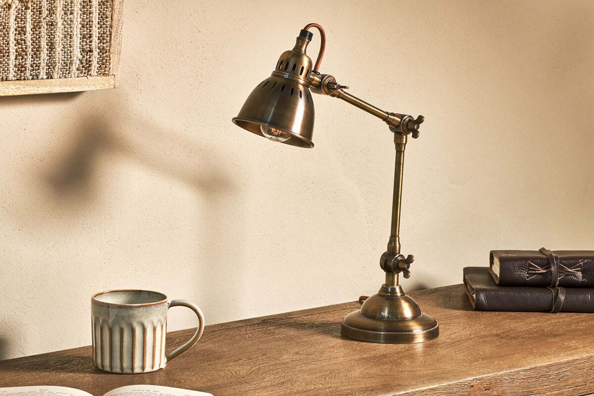 Tubu Antique Brass Desk Lamp, retailer product photograph