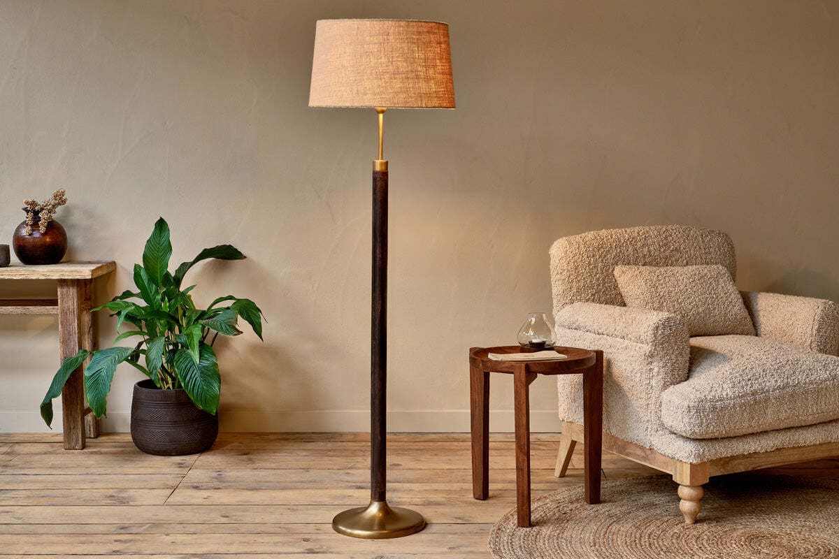 Digha Wood & Metal Floor Lamp, retailer product photograph
