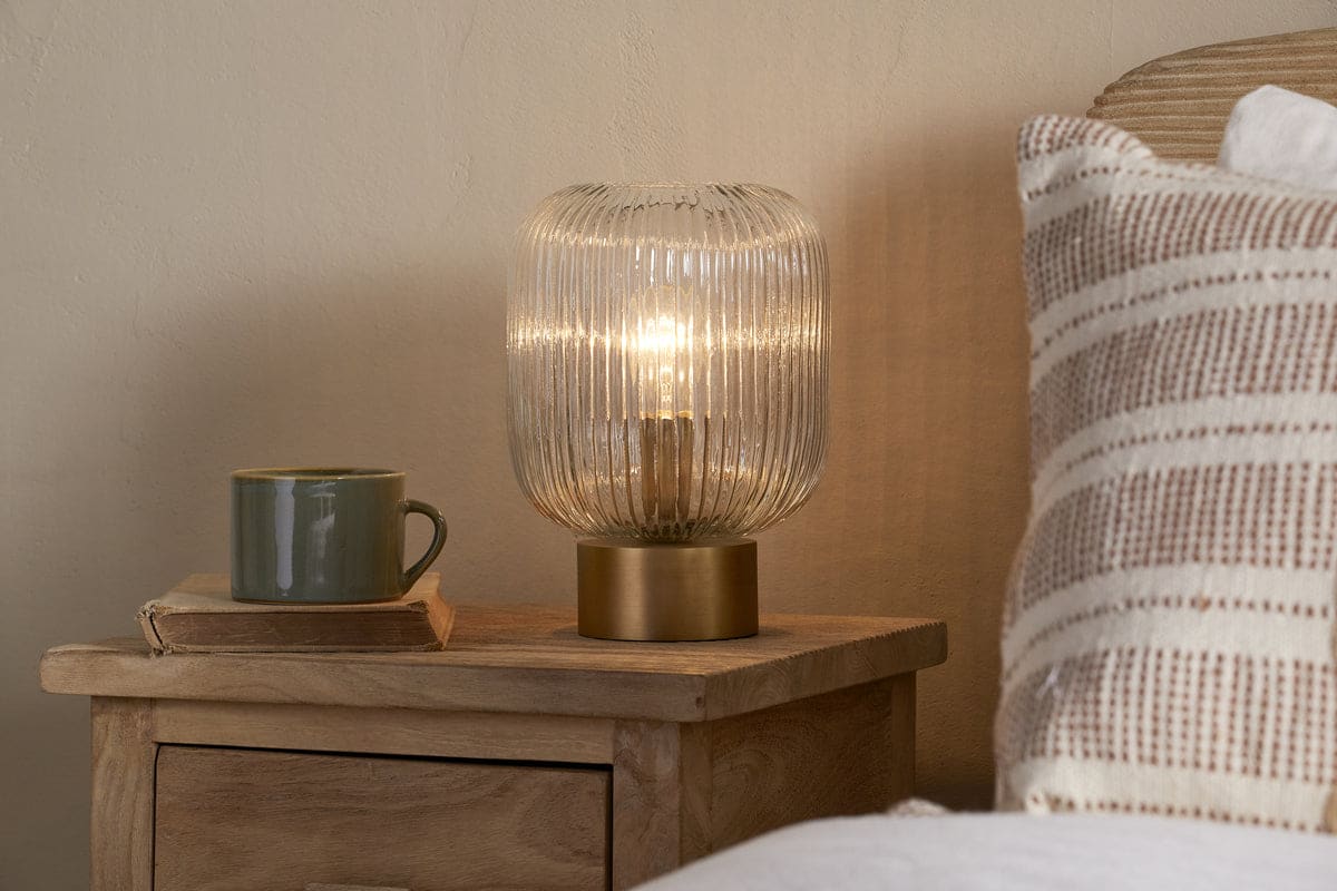 Rizal Fluted Glass Bedside Table Lamp, retailer product photograph