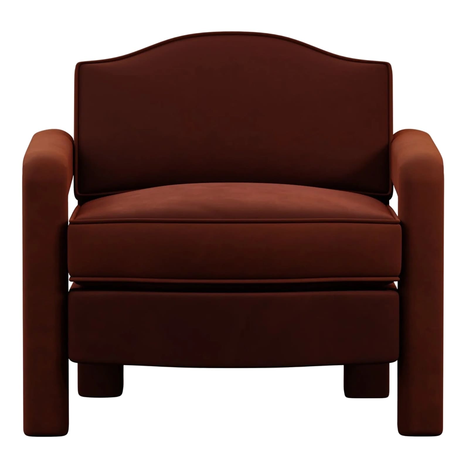 Elio armchair in cinnamon velvet, retailer photograph