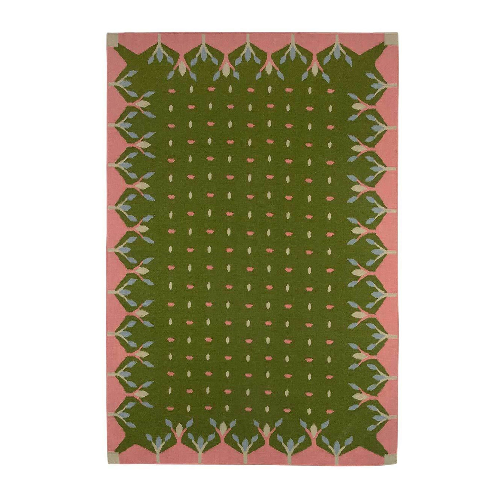 Hedgerow rug in Green and Pink, retailer photograph