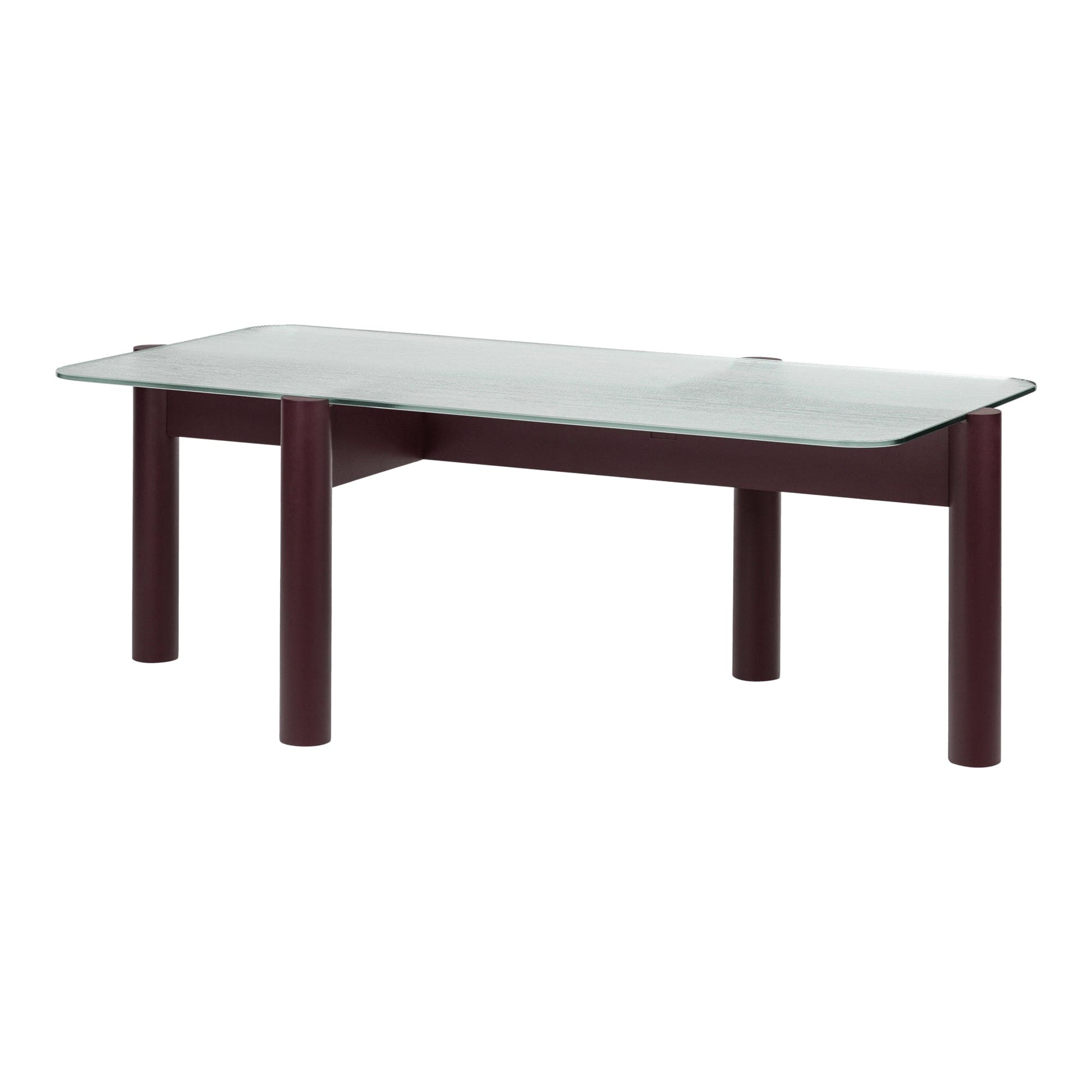 Kob coffee table in Wine Berry, retailer photograph