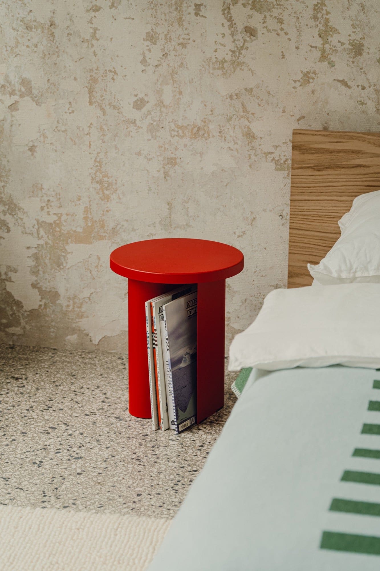 Sato side table in Tomato Red, retailer photograph
