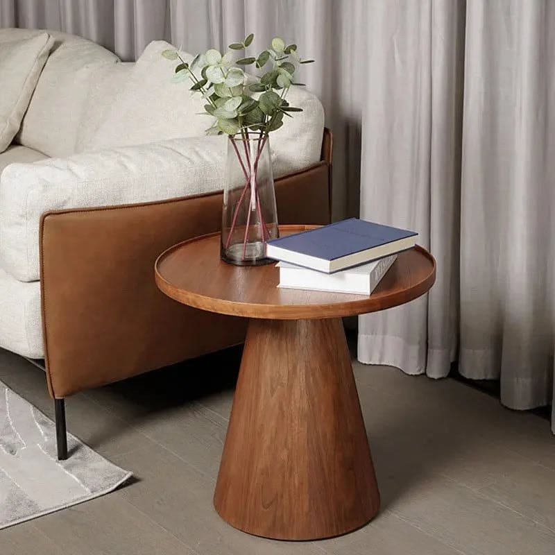 Decuro walnut side table, short, retailer photograph