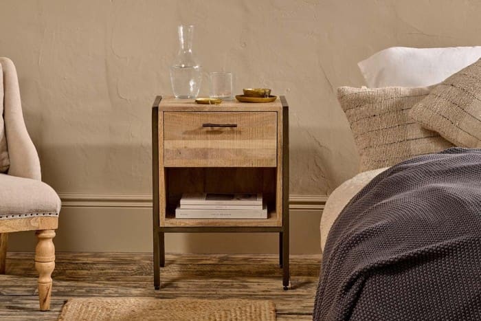 Dasai mango-wood bedside table, retailer reference photograph