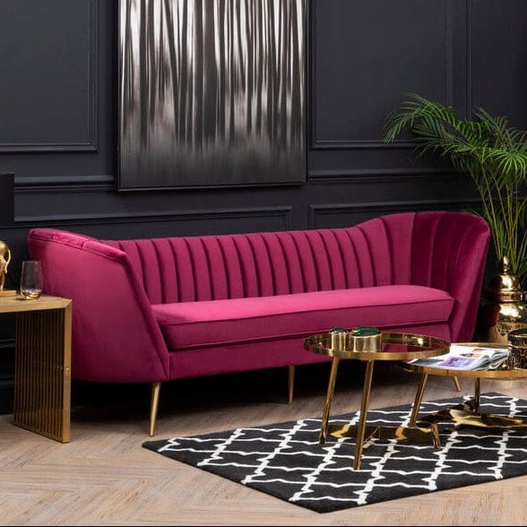 Binky wine-red velvet sofa, retailer reference photograph