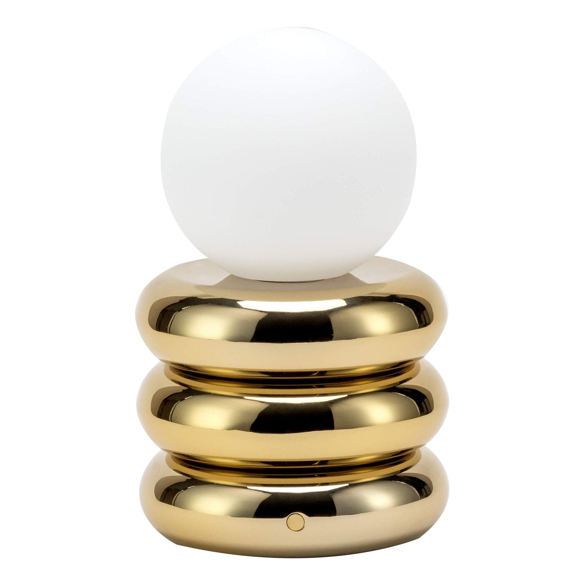Brass cordless tube table lamp, retailer photograph