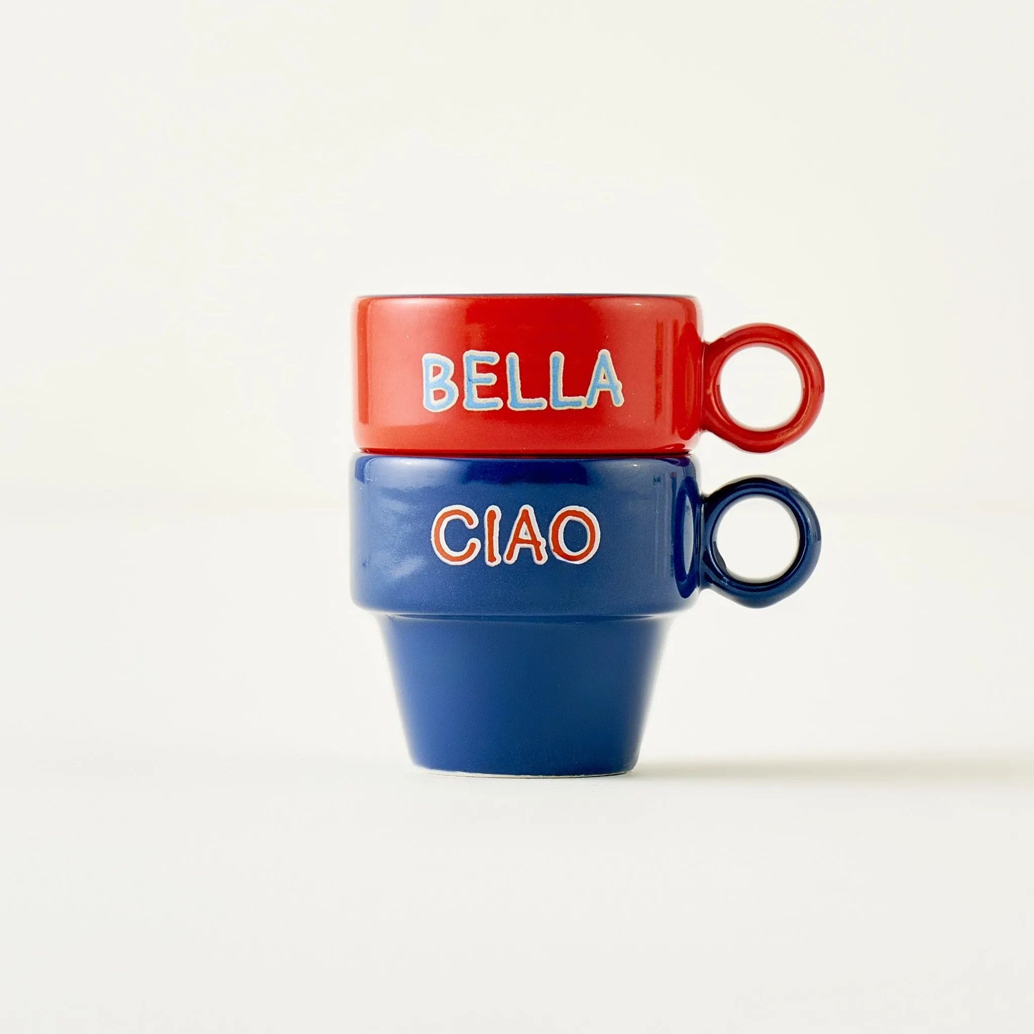 Line espresso cups, red and blue, retailer reference photograph