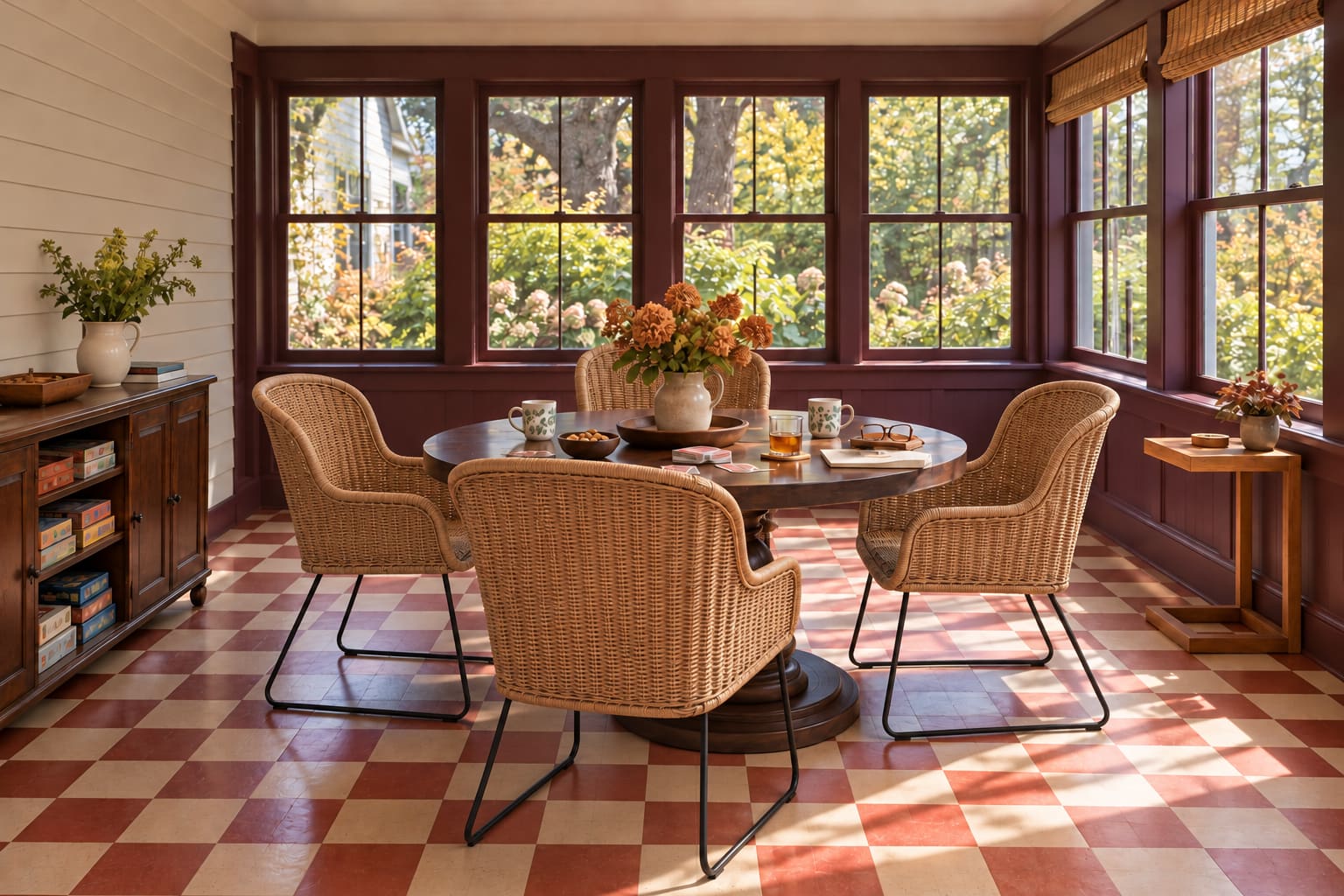 The sunroom that starts a game in an illustrated US room concept.