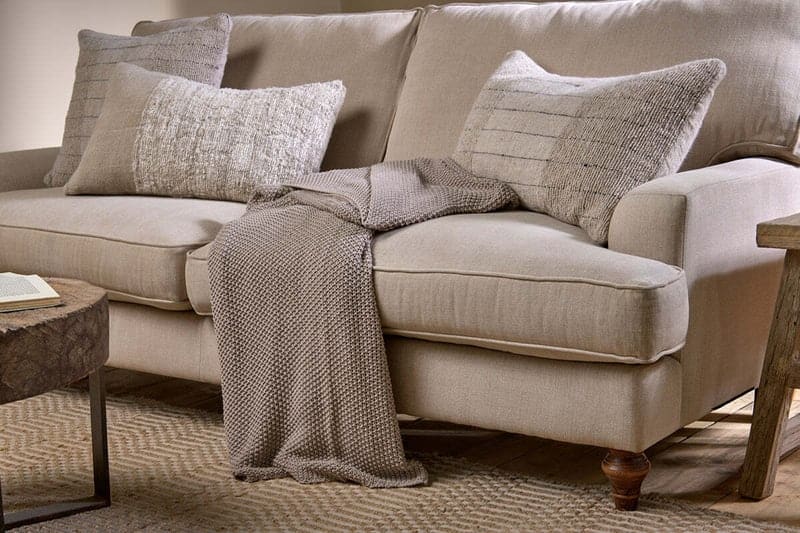 Nahan Moss Stitch Cotton Throw: Stone, retailer reference photograph
