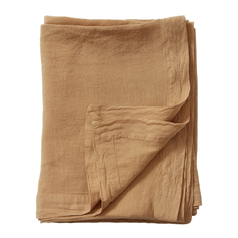 Soft Terracotta Washed Linen Cotton Tablecloth - Brown, retailer reference photograph