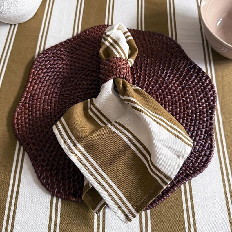 Bronzed Oak Murano Stripe Cotton Napkins, retailer reference photograph