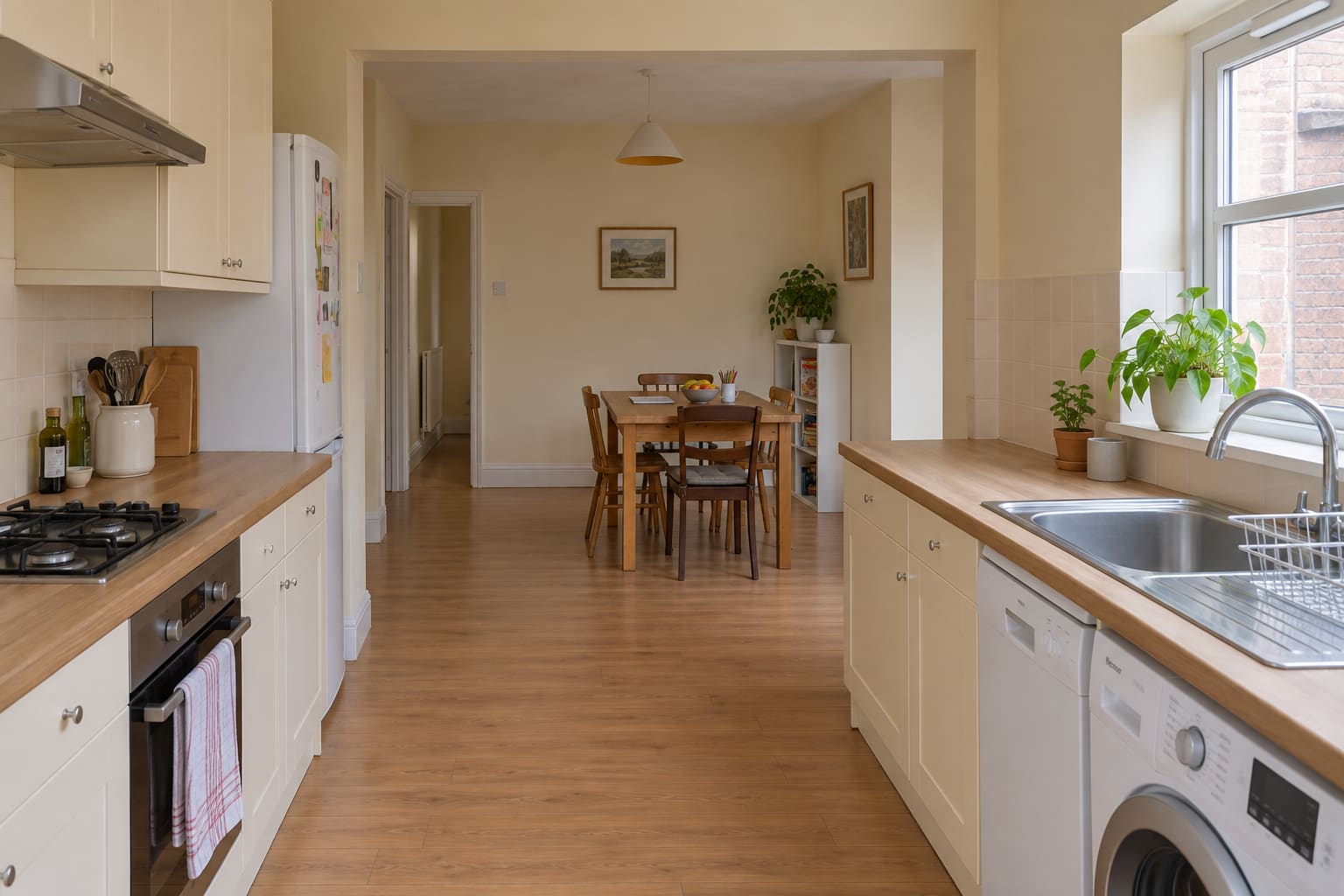 Before: kitchen and dining room in the same house, before the proposed refit.