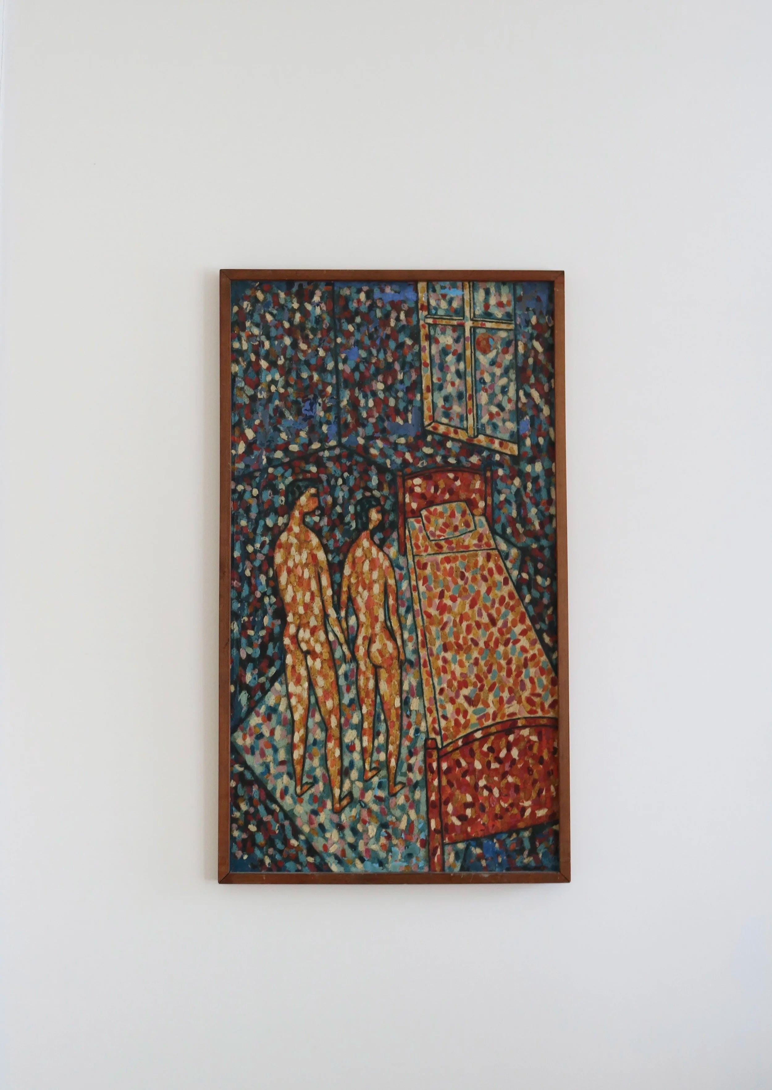 Mid century oil painting, original merchant product photograph