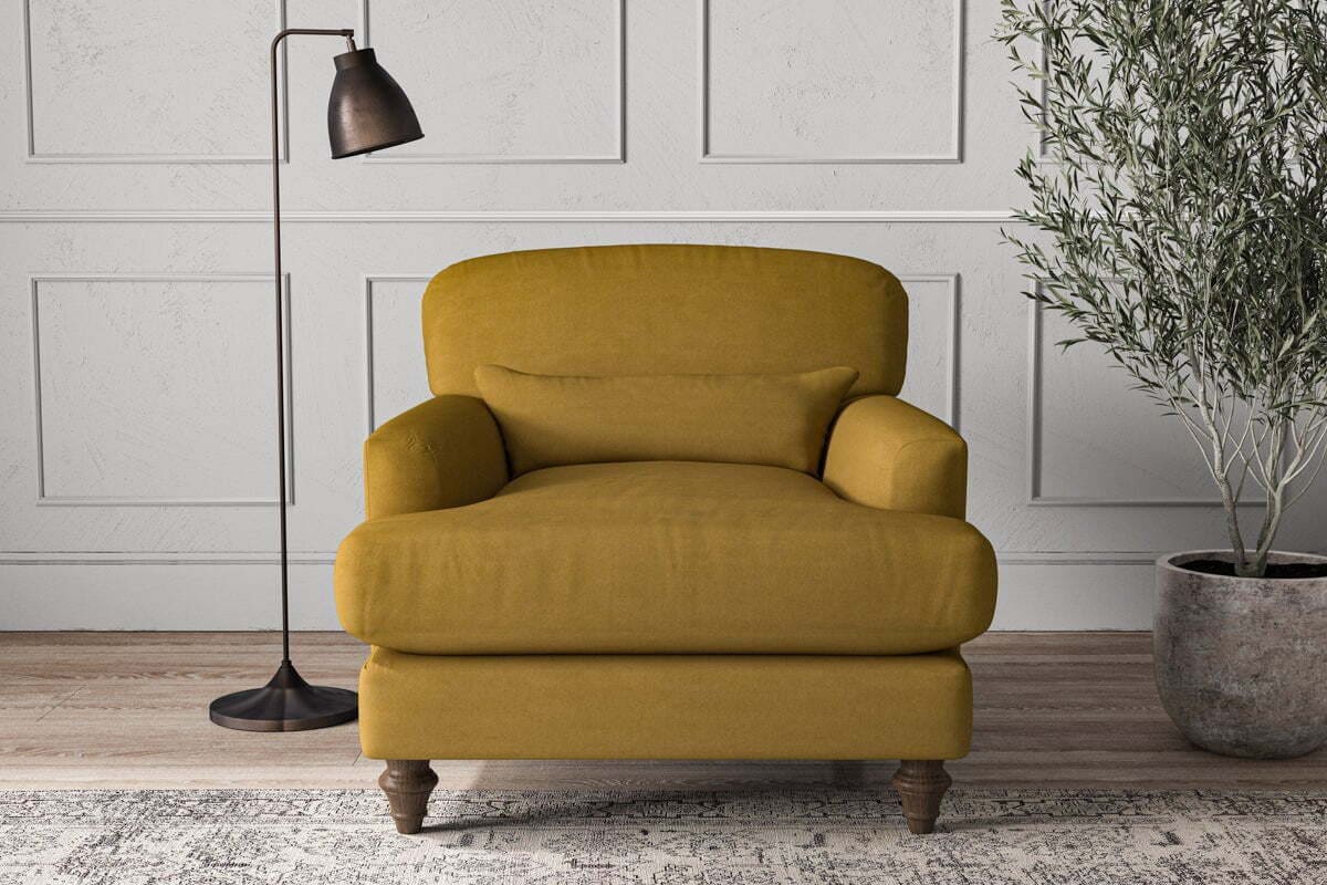 nkuku Deni Armchair | Make To Order | Recycled Cotton Ochre | No Colour, retailer reference photograph