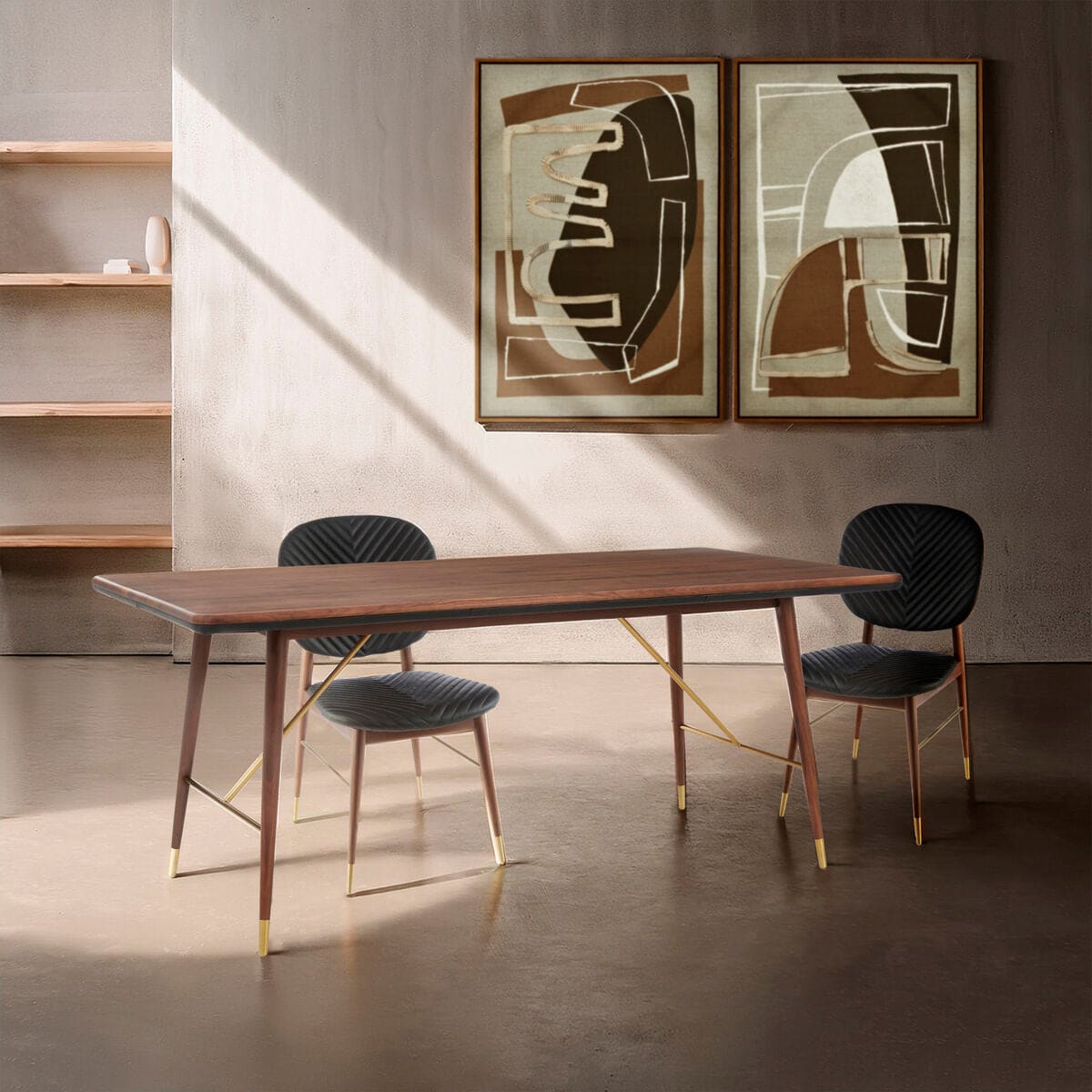 Kenso Walnut Wood Rectangular Dining Table, retailer reference photograph