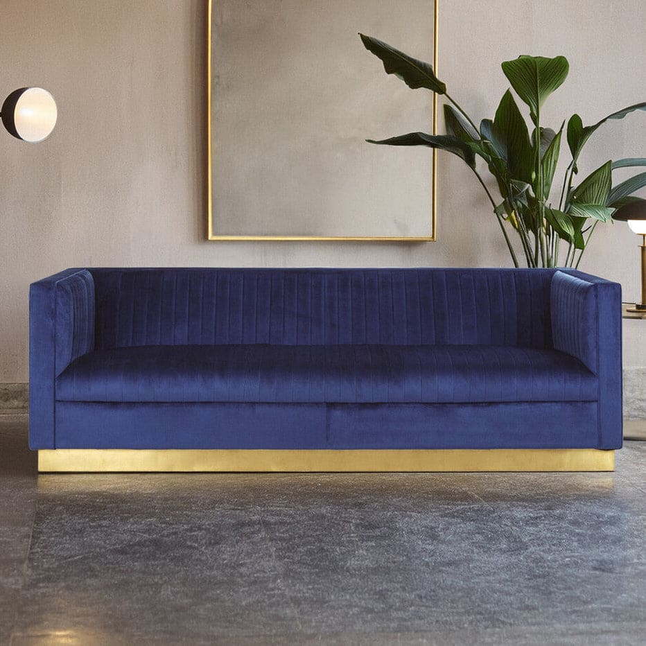 Opal Deep Blue Velvet 3 Seater Sofa, retailer reference photograph