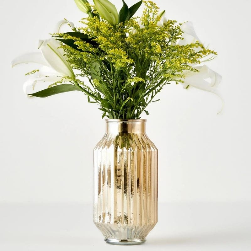 Nilda Amber Ribbed Glass Vase, retailer reference photograph