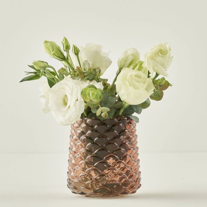 Irene Fish Scale Pattern Glass Vase, retailer reference photograph