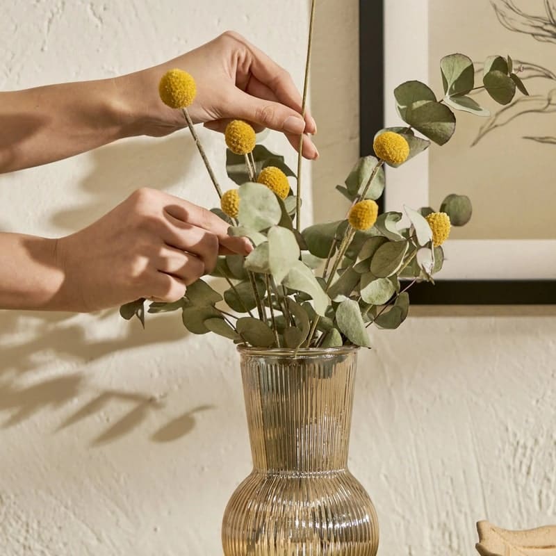 Eva Textured Amber Glass Vase, retailer reference photograph