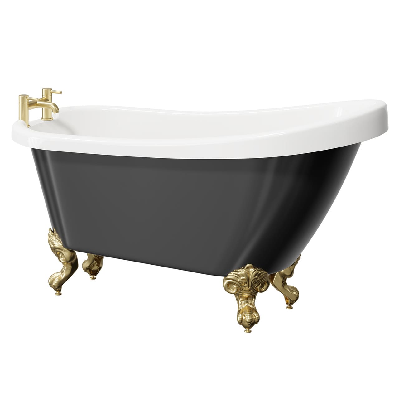 Kensington black slipper bath, retailer photograph