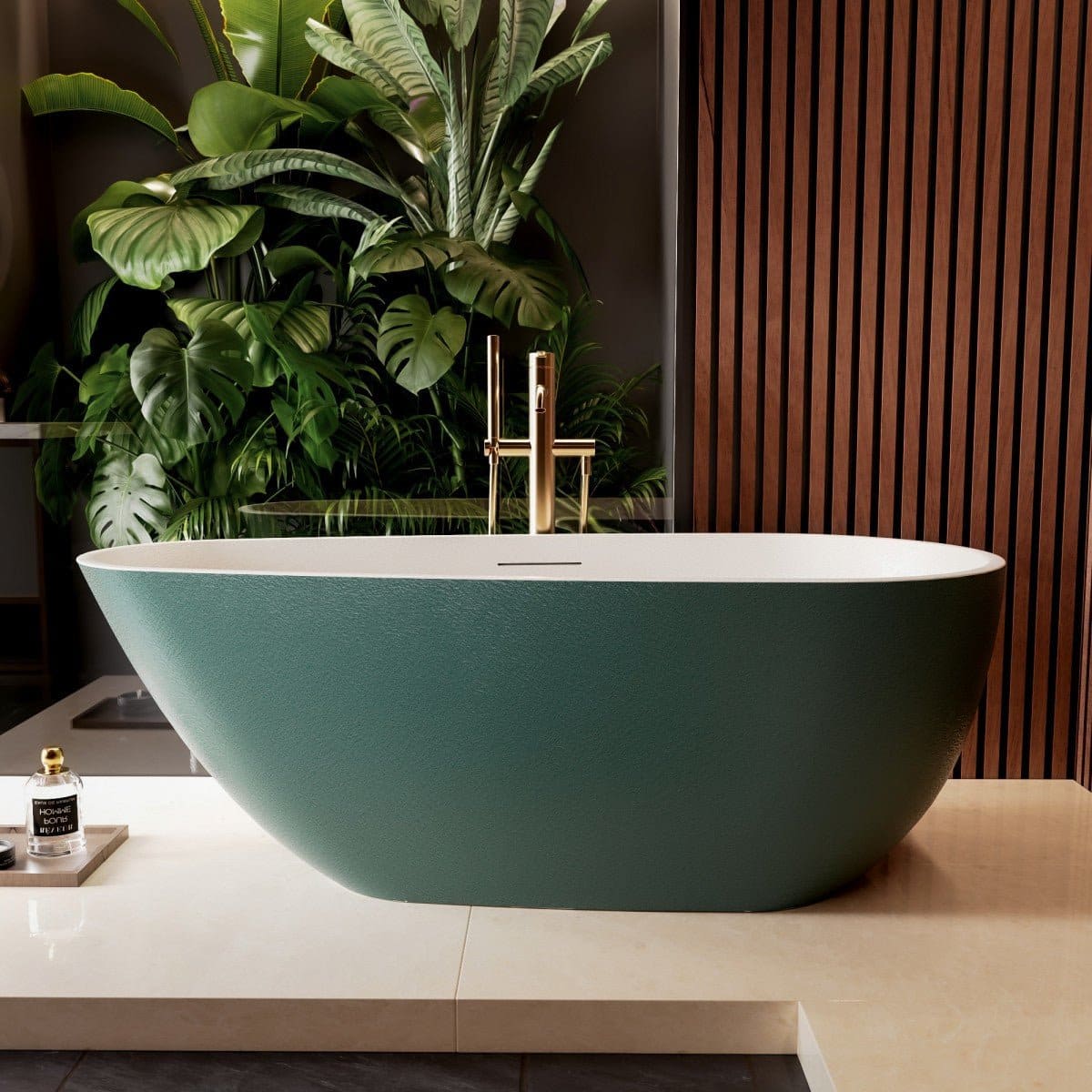 Allsumhome RockE olive-green bath, retailer photograph