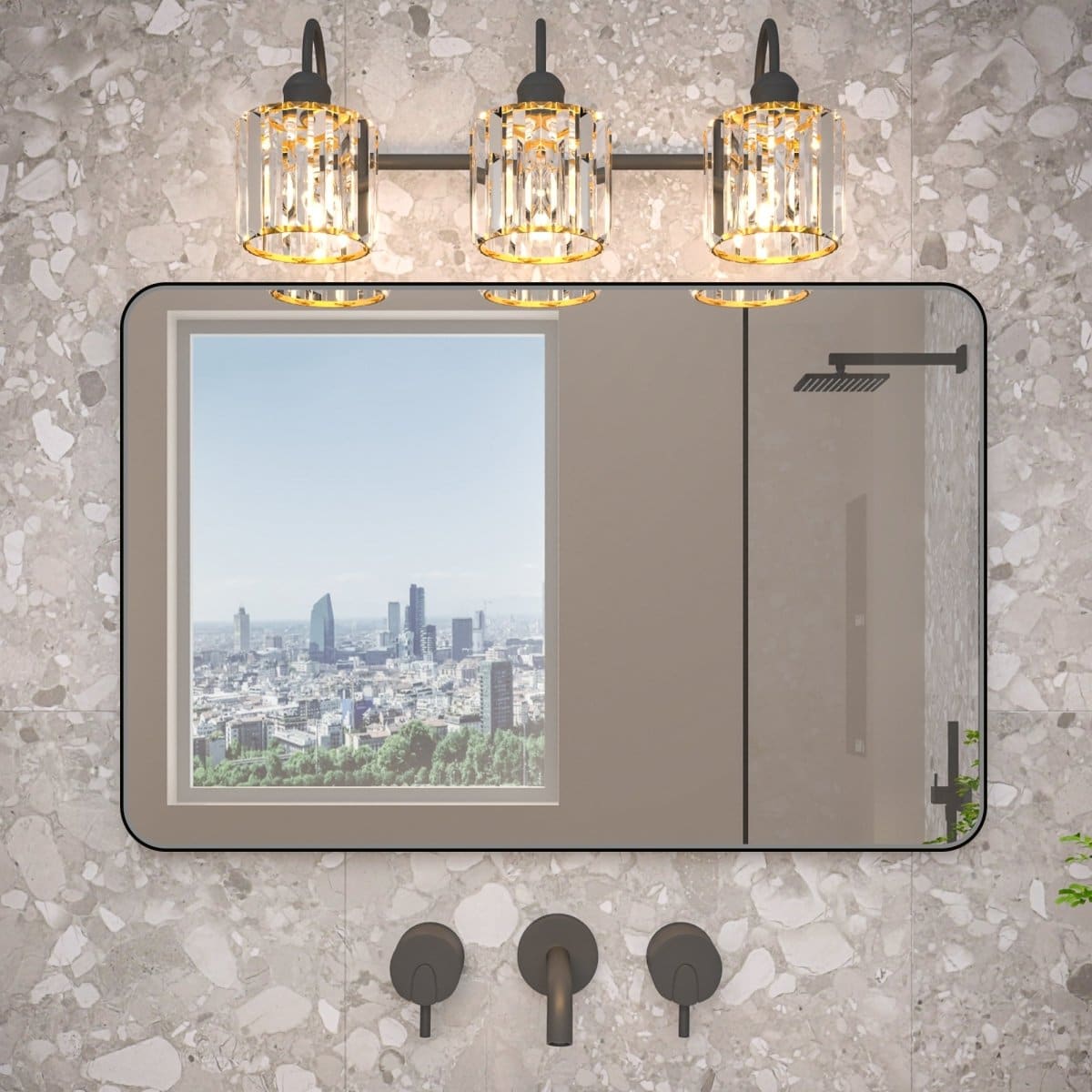 Noir matte-black rectangular mirror, retailer photograph